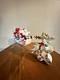 Vintage Ucagco Christmas Santa Sleigh With Metal Wire Base & Reindeer