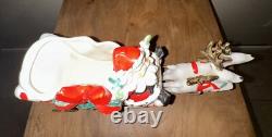 Vintage UCAGCO Christmas Santa Sleigh with Metal Wire Base & Reindeer