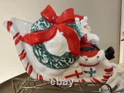 Vintage UCAGCO Christmas Santa Sleigh with Metal Wire Base & Reindeer