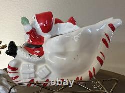 Vintage UCAGCO Christmas Santa Sleigh with Metal Wire Base & Reindeer