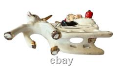 Vintage UCAGCO Waving Pixie Elf Santa Suit Reindeer Sleigh Gold Trim READ MORE
