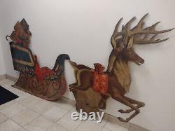 Vintage U-Bild Santa's Reindeer Deer and Sleigh Christmas Pattern Douglas Fir