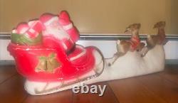 Vintage Union Blow Mold 32 Santa Sleigh and Reindeer Lighted Table Top Only