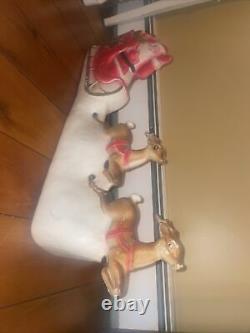 Vintage Union Blow Mold 32 Santa Sleigh and Reindeer Lighted Table Top Only