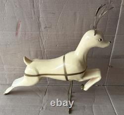 Vintage Union Christmas Reindeer Light Up Hard Blow Molds Rare Santa Sleigh B