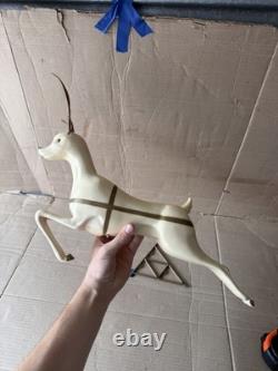 Vintage Union Christmas Reindeer Light Up Hard Blow Molds Rare Santa Sleigh B