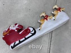 Vintage Union Products Inc Christmas Blow Mold Santa Sleigh Reindeer No Light