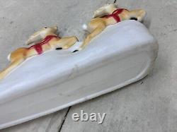 Vintage Union Products Inc Christmas Blow Mold Santa Sleigh Reindeer No Light