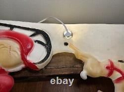 Vintage Union Products Inc Christmas Blow Mold Santa Sleigh Reindeer Yard Art
