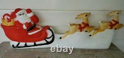 Vintage Union Products Santa Sleigh Reindeer Blow Mold 32 Made In U. S. A