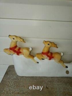 Vintage Union Products Santa Sleigh Reindeer Blow Mold 32 Made In U. S. A