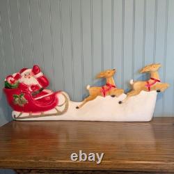 Vintage Union Products Santa Sleigh Reindeer Blow Mold Indoor Outdoor Decor