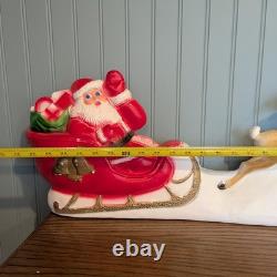 Vintage Union Products Santa Sleigh Reindeer Blow Mold Indoor Outdoor Decor