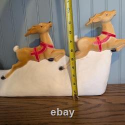 Vintage Union Products Santa Sleigh Reindeer Blow Mold Indoor Outdoor Decor