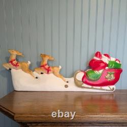 Vintage Union Products Santa Sleigh Reindeer Blow Mold Indoor Outdoor Decor