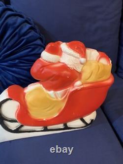 Vintage Union Products Santa's Sleigh & Reindeer Blow Mold With Light 26 USA