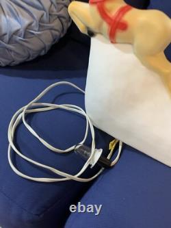 Vintage Union Products Santa's Sleigh & Reindeer Blow Mold With Light 26 USA