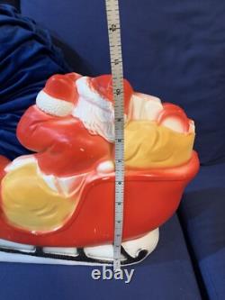 Vintage Union Products Santa's Sleigh & Reindeer Blow Mold With Light 26 USA