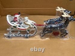 Vintage Utexiqual Cast Iron Sleigh Santa & Reindeer Littlestown Hardware NEW