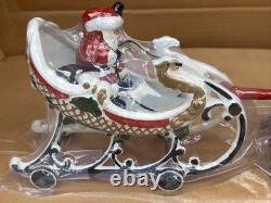 Vintage Utexiqual Cast Iron Sleigh Santa & Reindeer Littlestown Hardware NEW