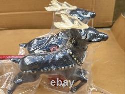 Vintage Utexiqual Cast Iron Sleigh Santa & Reindeer Littlestown Hardware NEW
