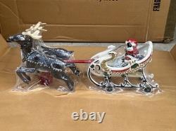 Vintage Utexiqual Cast Iron Sleigh Santa & Reindeer Littlestown Hardware NEW
