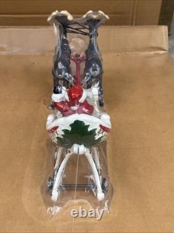 Vintage Utexiqual Cast Iron Sleigh Santa & Reindeer Littlestown Hardware NEW