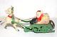 Vintage Wind Up Celluloid Santa & Reindeer With Tin Sleigh & Bell, Japan New