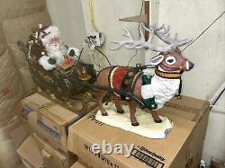 Vintage animated Santa on sleigh w reindeer