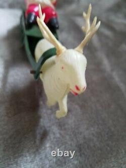 Vintage celluloid Santa Metal Sleigh & Reindeer