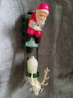 Vintage celluloid Santa Metal Sleigh & Reindeer