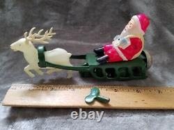 Vintage celluloid Santa Metal Sleigh & Reindeer