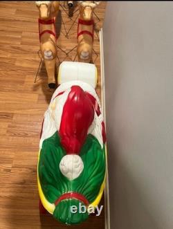 Vintage giant santa in sleigh & 5 reindeer's blowmold