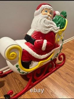 Vintage giant santa in sleigh & 5 reindeer's blowmold