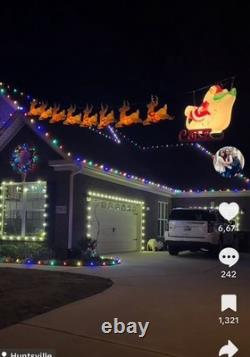 Vintage giant santa in sleigh & 5 reindeer's blowmold