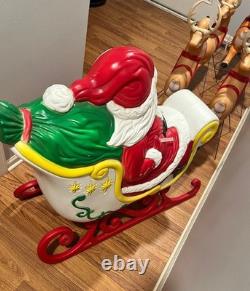 Vintage giant santa in sleigh & 7 reindeer's blowmold