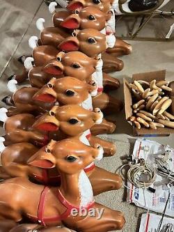 Vintage santa in sleigh + 9 reindeers (Giant)