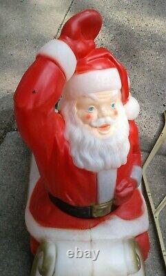 Vntg Empire Lighted Yard Blow Mold 38 x 36 SANTA CLAUS in SLEIGH with REINDEER