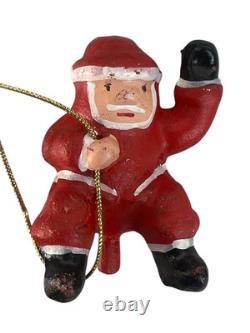 Vtg 1930's Hubley Heavy Cast Iron Santa Sled & Flying Reindeer on Wheels