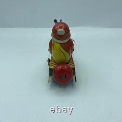 Vtg 1950's Elvin Japan Wind Up Tin Toy Santa Claus Bell Reindeer Drawn Sleigh