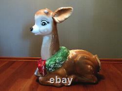 Vtg 1960's Poloron Christmas Fawn/Baby Deer Reindeer Lighted Blow Mold RARE