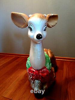 Vtg 1960's Poloron Christmas Fawn/Baby Deer Reindeer Lighted Blow Mold RARE