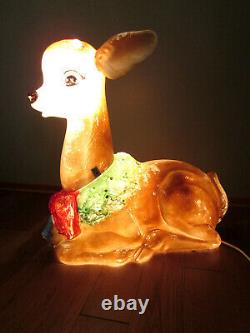 Vtg 1960's Poloron Christmas Fawn/Baby Deer Reindeer Lighted Blow Mold RARE