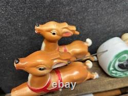 Vtg 1970 Christmas Santa's Sleigh 2 Reindeer Empire Illuminated Blow Mold 24