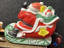 Vtg 1970 Christmas Santa's Sleigh 2 Reindeer Empire Illuminated Blow Mold 24