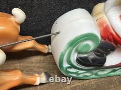 Vtg 1970 Christmas Santa's Sleigh 2 Reindeer Empire Illuminated Blow Mold 24