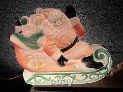 Vtg 1970 Christmas Santa's Sleigh 2 Reindeer Empire Illuminated Blow Mold 24