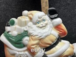 Vtg 1970 Christmas Santa's Sleigh 2 Reindeer Empire Illuminated Blow Mold 24