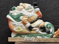 Vtg 1970 Christmas Santa's Sleigh 2 Reindeer Empire Illuminated Blow Mold 24