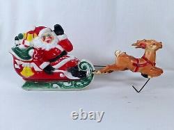 Vtg 1970 EMPIRE Santa Sleigh and 2 Reindeer Blow Mold Tabletop NO CORD INCLUDED